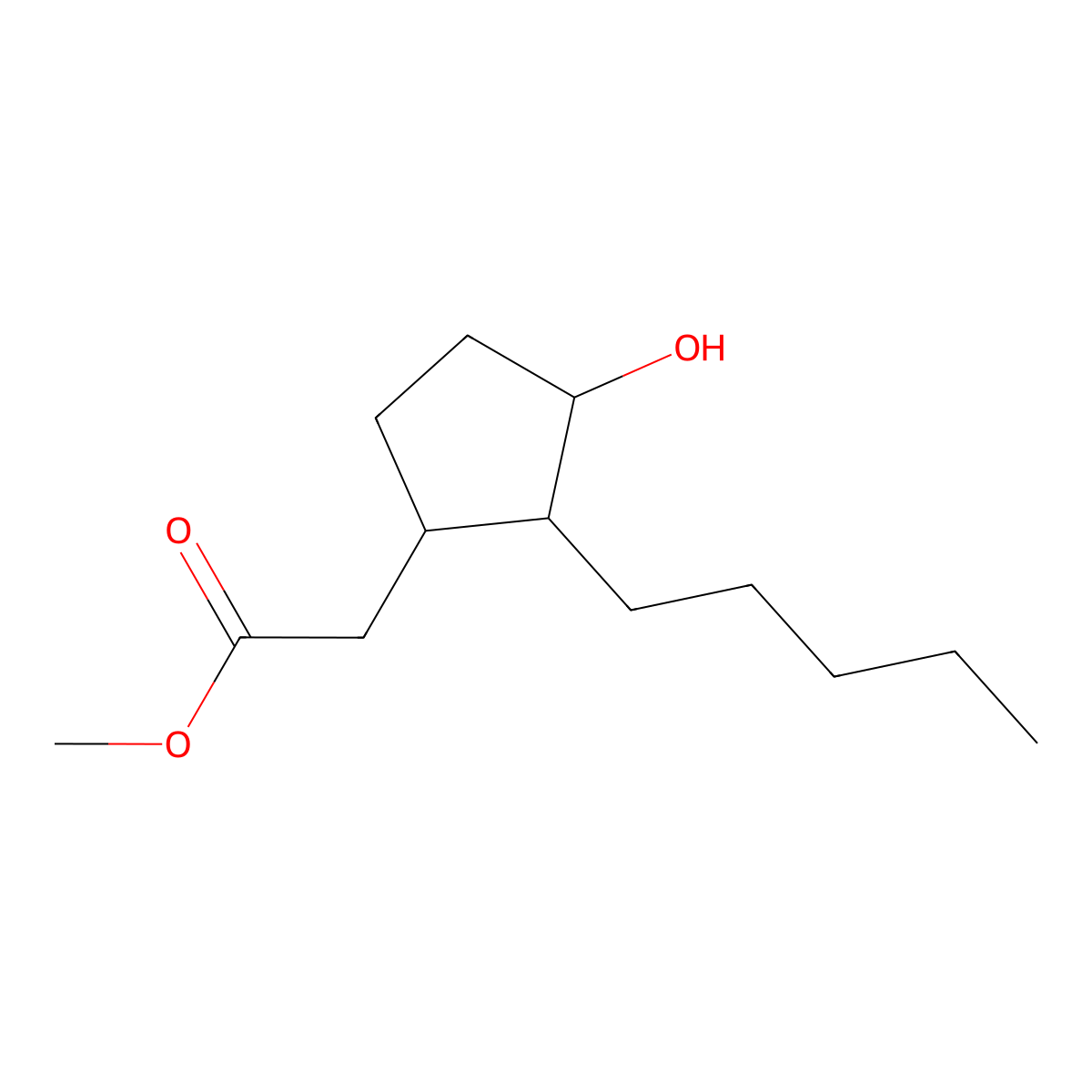 Methyl 2-(3-hydroxy-2-pentylcyclopentyl)acetate molecular structure, CAS 54562-27-5