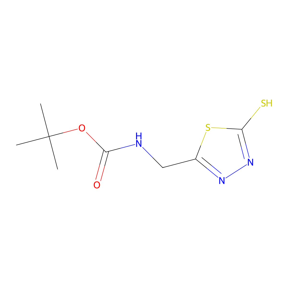 Tert-butyl n-[(5-sulfanyl-1,3,4-thiadiazol-2-yl)methyl]carbamate molecular structure, CAS 54567-56-5