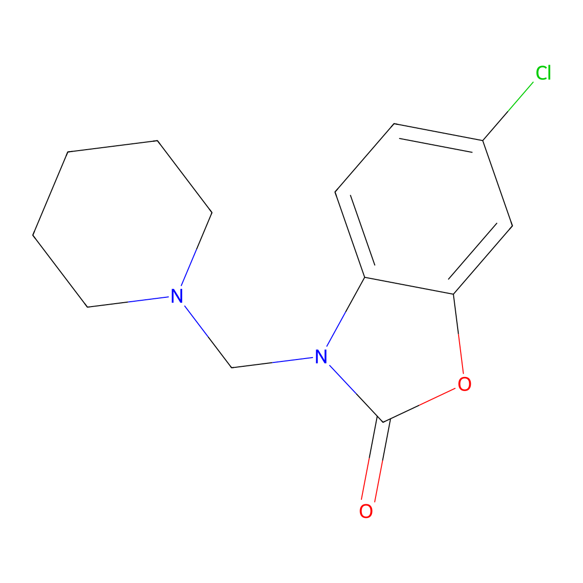 2(3H)-Benzoxazolone, 6-chloro-3-(1-piperidinylmethyl)- molecular structure, CAS 54569-55-0