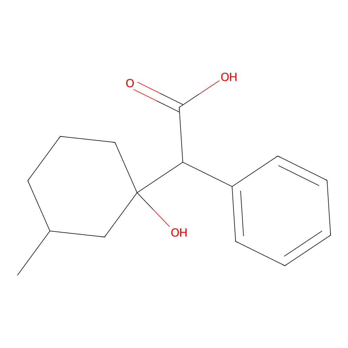 (1-Hydroxy-3-methylcyclohexyl)(phenyl)acetic acid molecular structure, CAS 5457-13-6