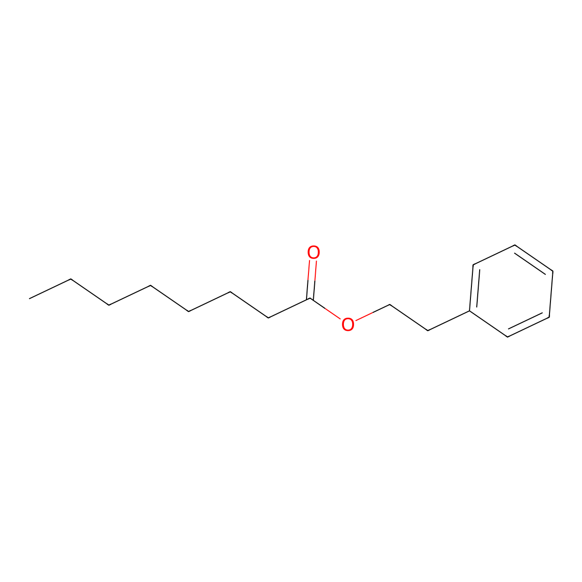 Phenethyl octanoate molecular structure, CAS 5457-70-5