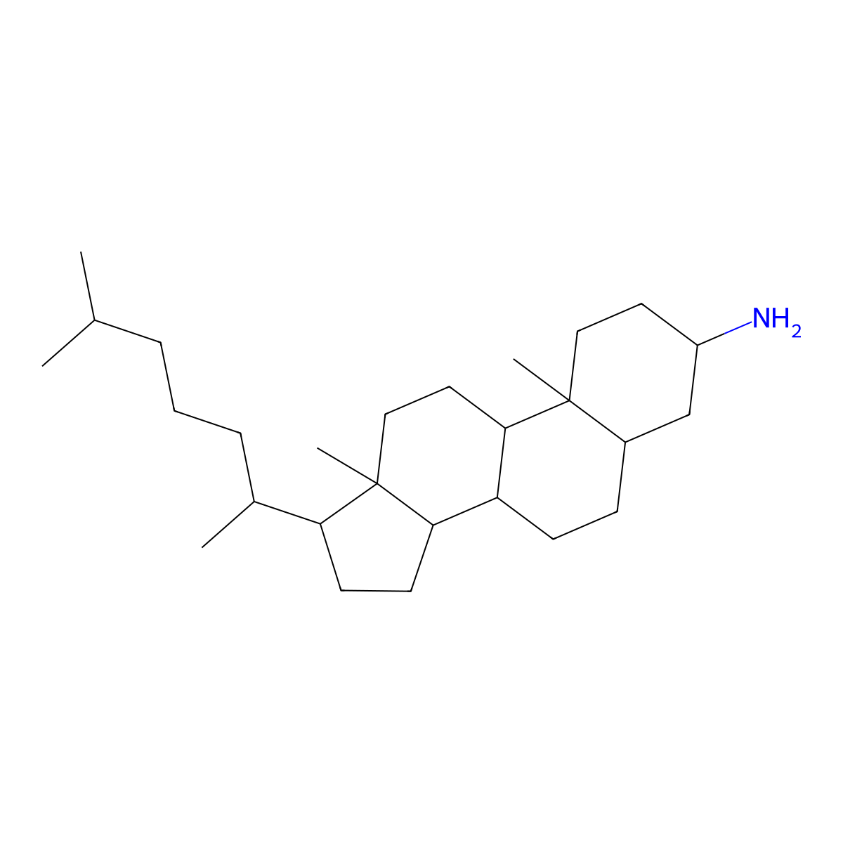 10,13-dimethyl-17-(6-methylheptan-2-yl)-2,3,4,5,6,7,8,9,11,12,14,15,16,17-tetradecahydro-1H-cyclopenta[a]phenanthren-3-amine molecular structure, CAS 5457-79-4