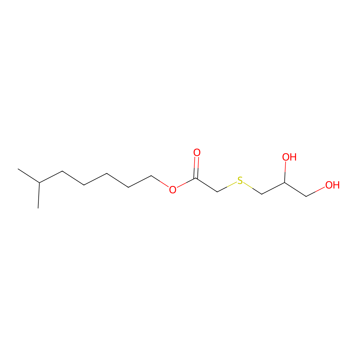 Acetic acid, 2-[(2,3-dihydroxypropyl)thio]-, isooctyl ester molecular structure, CAS 54575-17-6