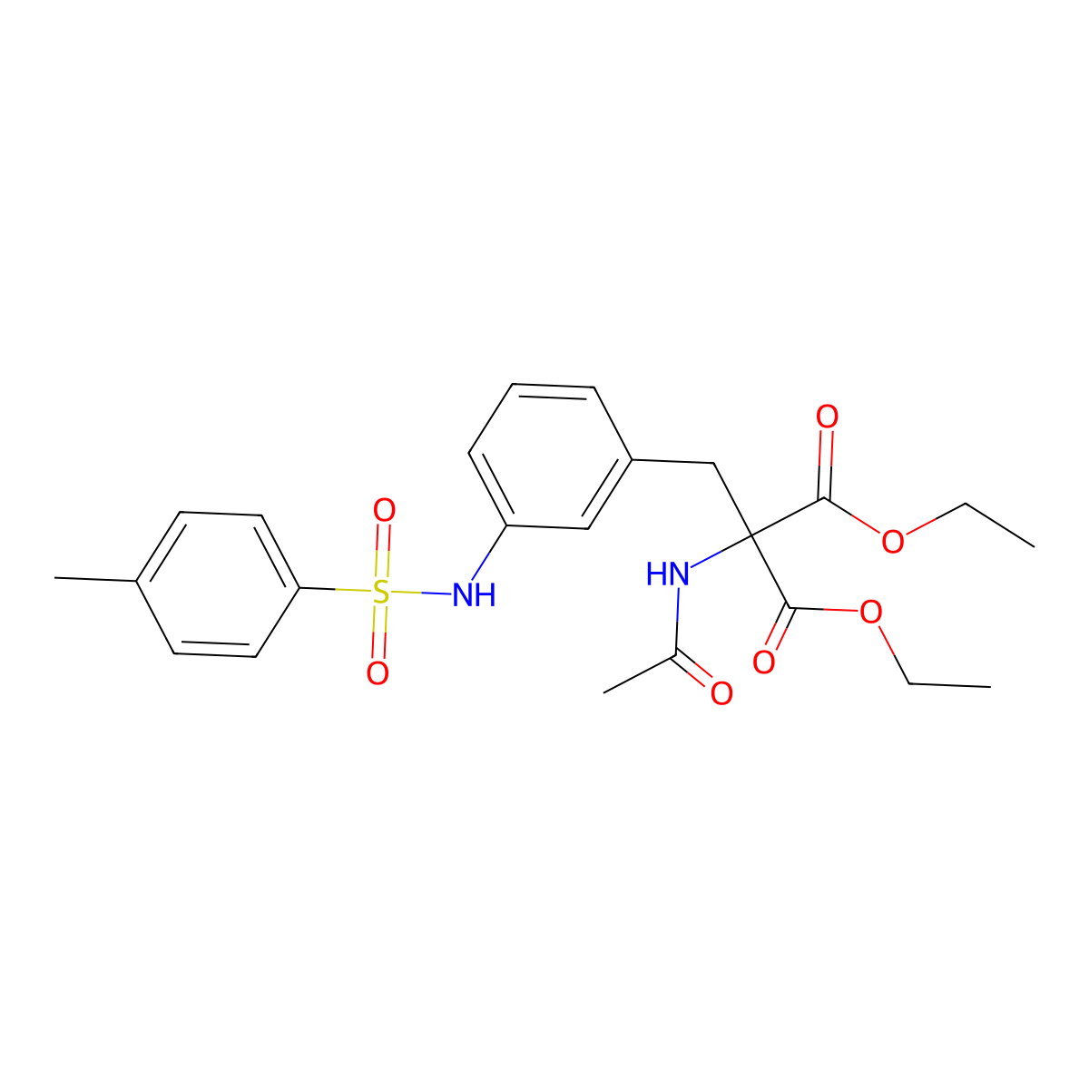 Diethyl acetamido({3-[(4-methylbenzene-1-sulfonyl)amino]phenyl}methyl)propanedioate molecular structure, CAS 5458-46-8