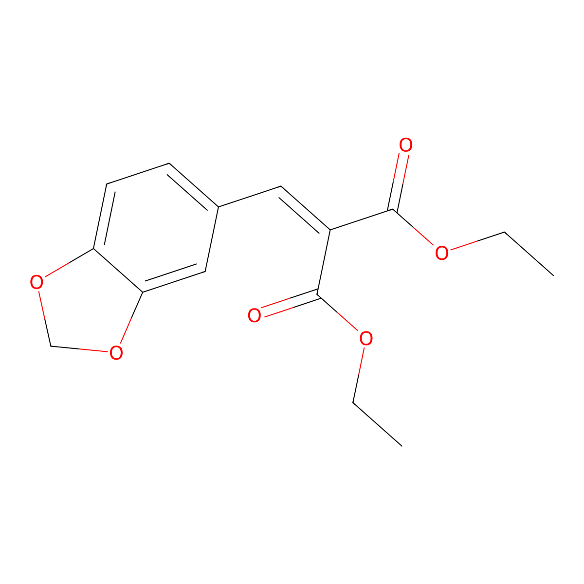 Diethyl 2-(1,3-benzodioxol-5-ylmethylene)malonate molecular structure, CAS 5458-69-5