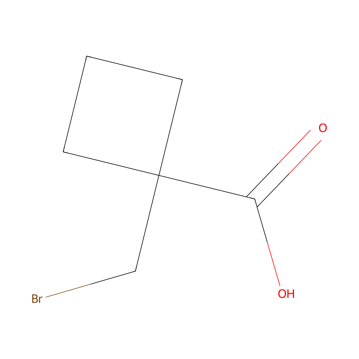 Cyclobutanecarboxylic acid, 1-(bromomethyl)- molecular structure, CAS 54580-09-5