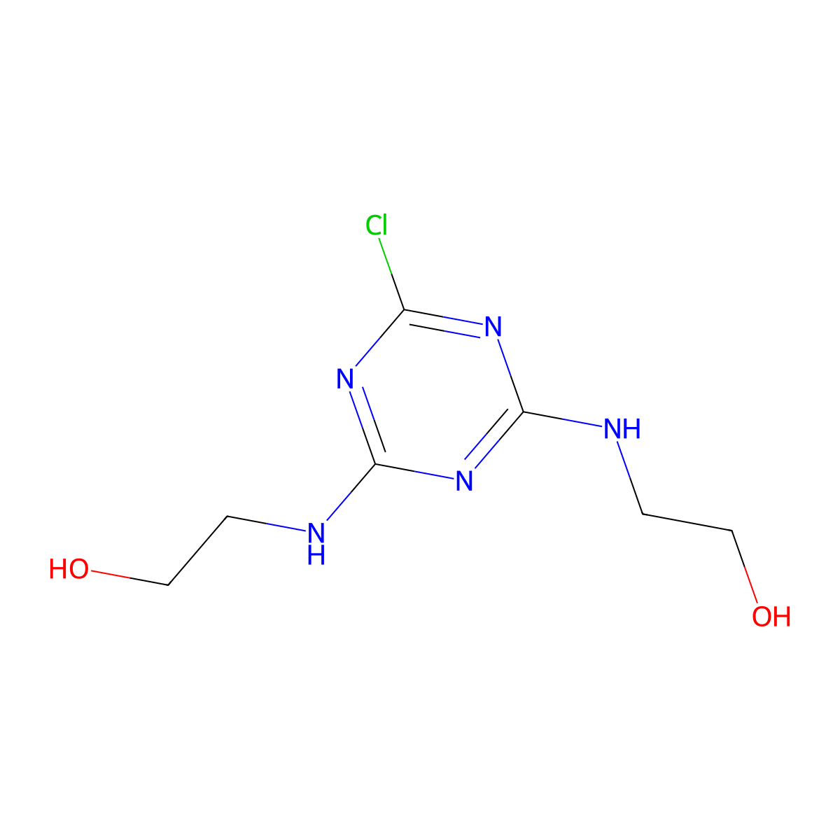 2,2'-((6-Chloro-1,3,5-triazine-2,4-diyl)diimino)bisethanol molecular structure, CAS 54581-55-4