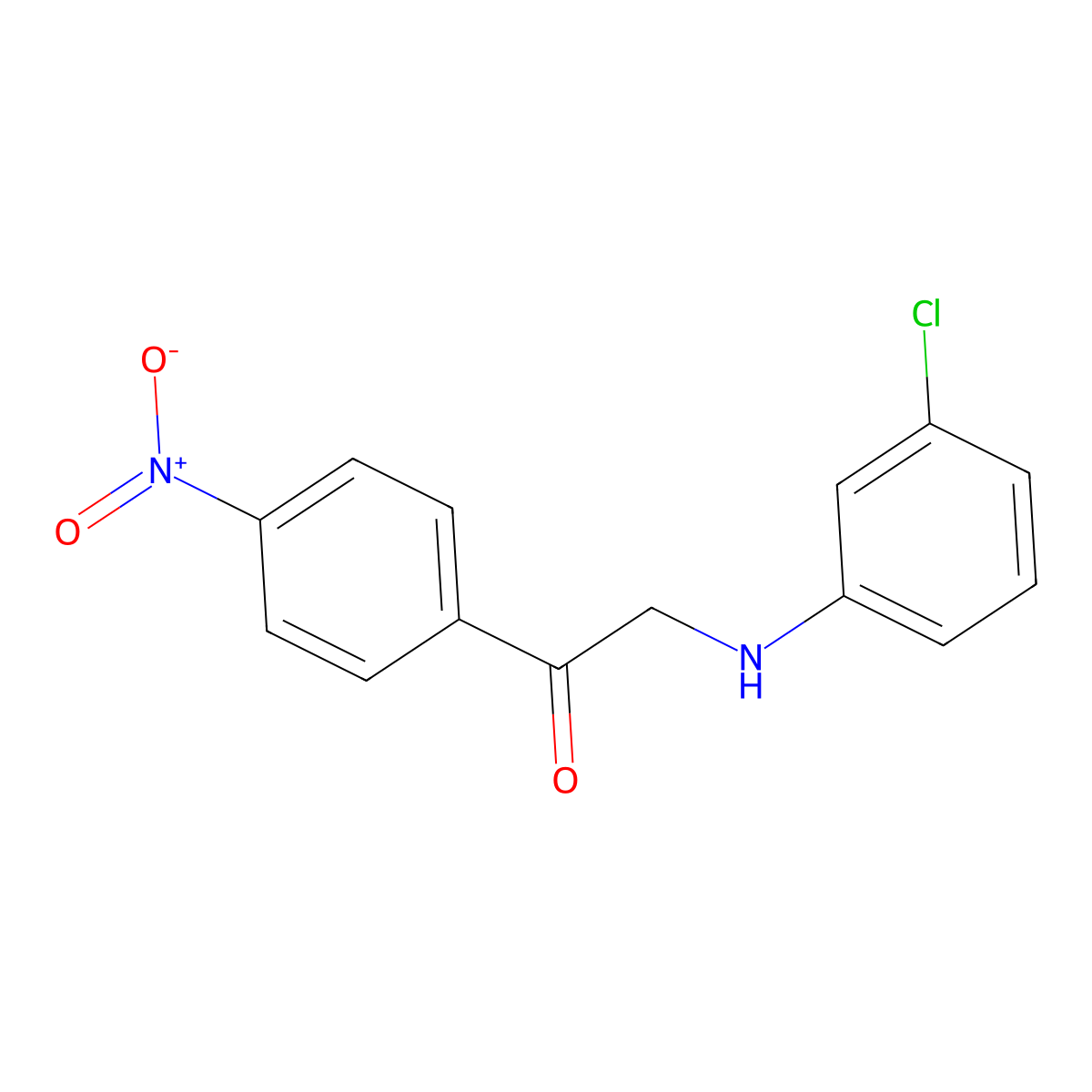 Ethanone, 2-[(3-chlorophenyl)amino]-1-(4-nitrophenyl)- molecular structure, CAS 54583-53-8
