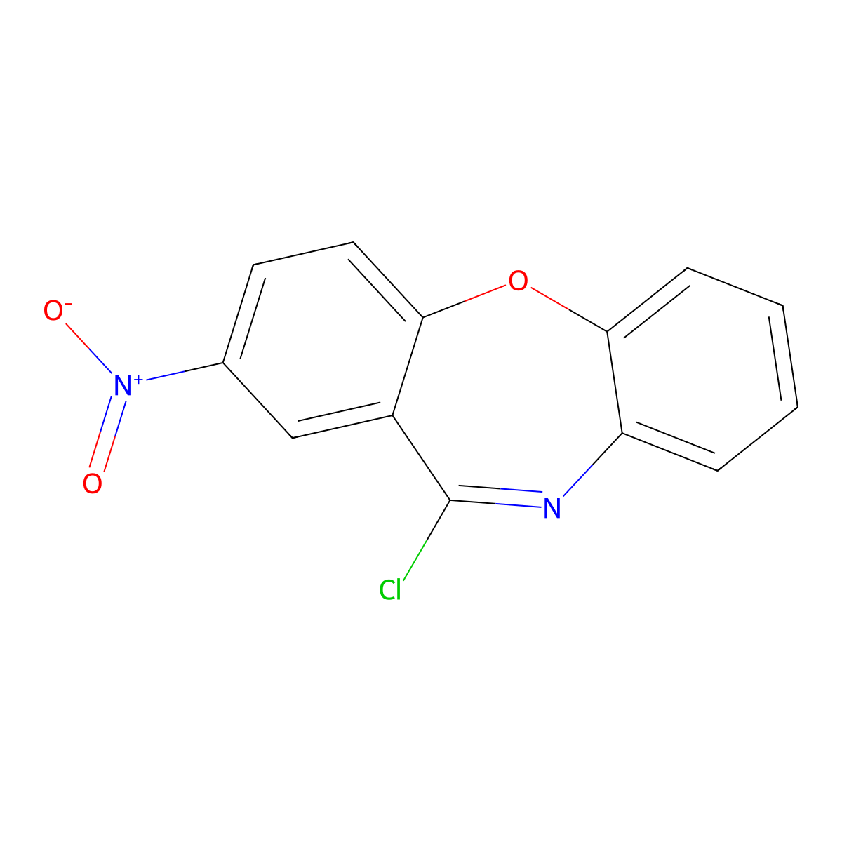 10-Chloro-13-nitro-2-oxa-9-azatricyclo[9.4.0.0,3,8]pentadeca-1(15),3,5,7,9,11,13-heptaene molecular structure, CAS 54584-56-4