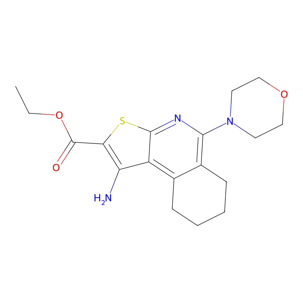 1-Amino-5-(4-morpholinyl)-6,7,8,9-tetrahydrothieno[2,3-c]isoquinoline-2-carboxylic acid ethyl ester molecular structure, CAS 54585-49-8