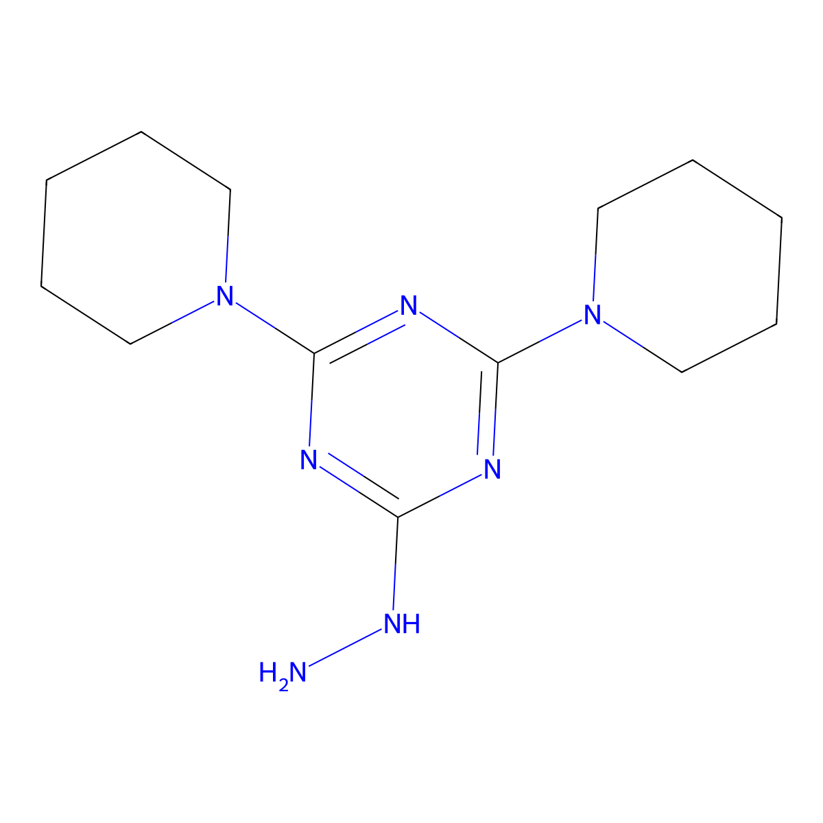 2-Hydrazinyl-4,6-di(piperidin-1-yl)-1,3,5-triazine molecular structure, CAS 54589-69-4