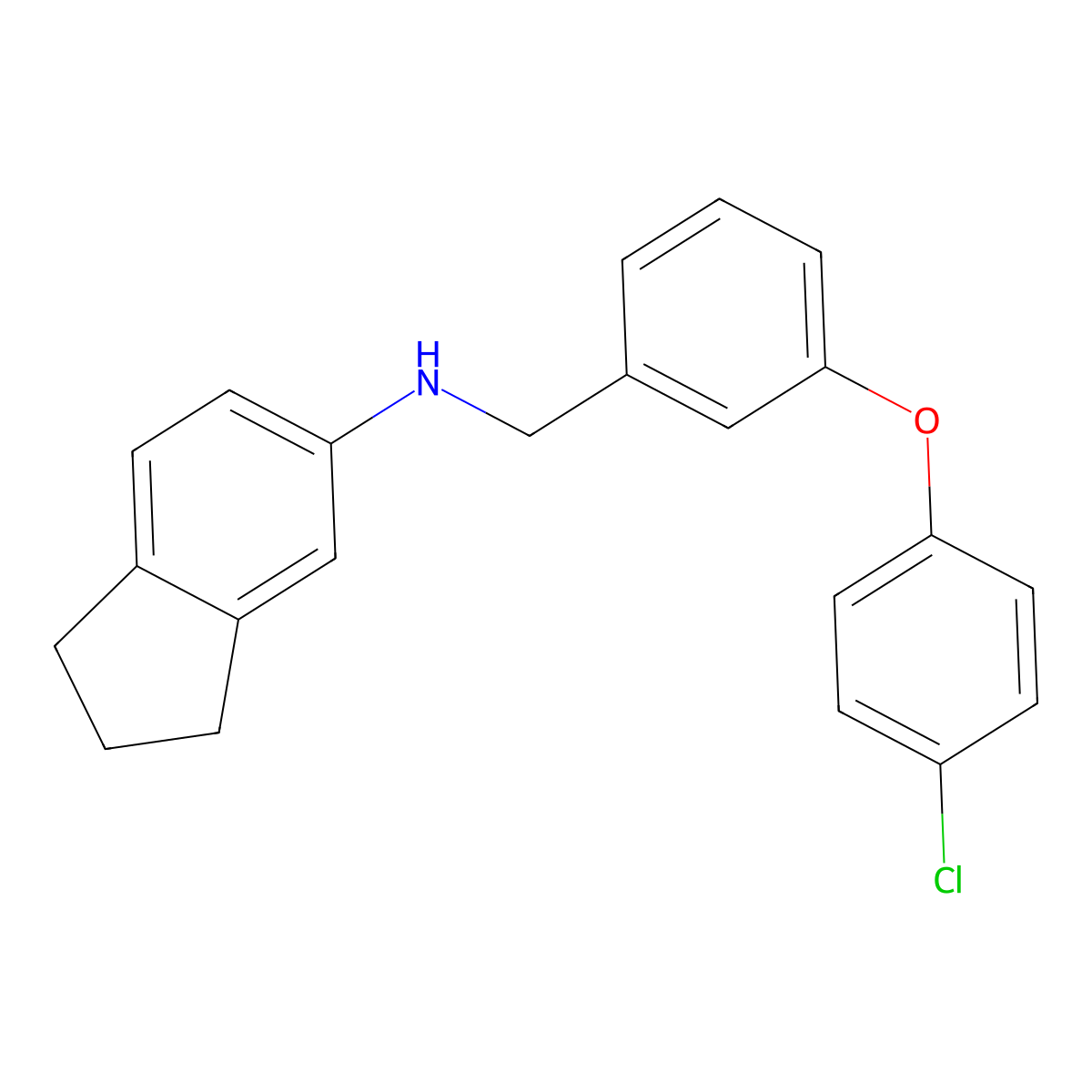 N-[[3-(4-chlorophenoxy)phenyl]methyl]-2,3-dihydro-1H-inden-5-amine molecular structure, CAS 5459-43-8