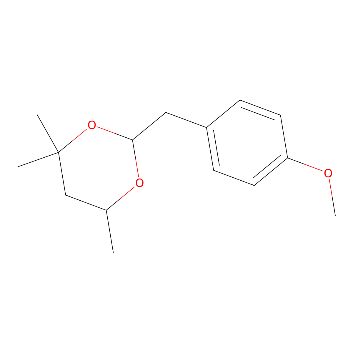 2-[(4-Methoxyphenyl)methyl]-4,4,6-trimethyl-1,3-dioxane molecular structure, CAS 5459-92-7