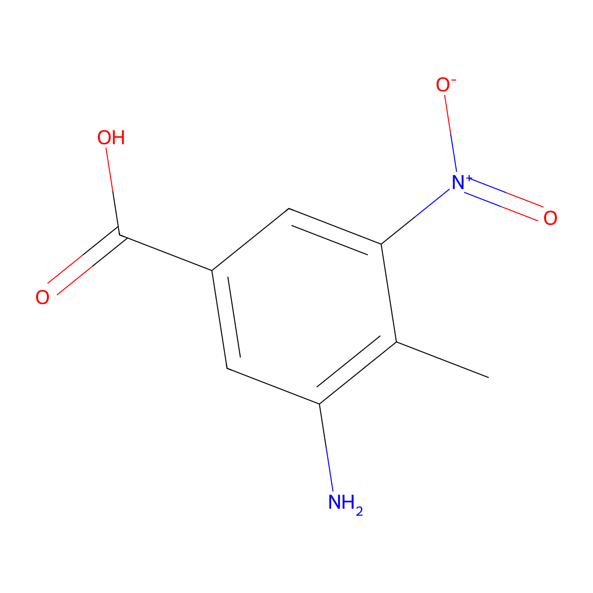 3-Amino-4-methyl-5-nitrobenzoic acid molecular structure, CAS 54591-62-7
