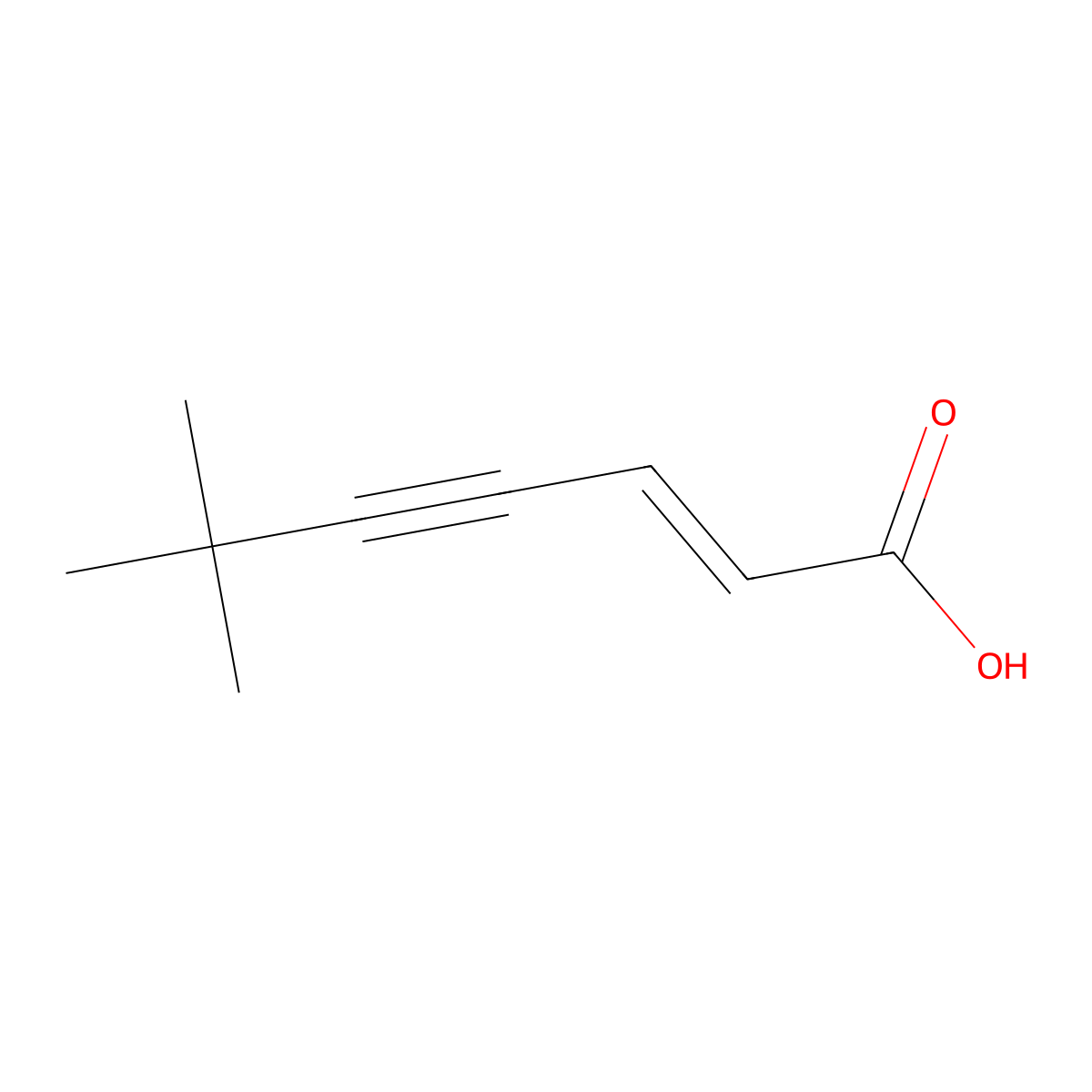 (E)-6,6-dimethylhept-2-en-4-ynoic acid molecular structure, CAS 54599-50-7