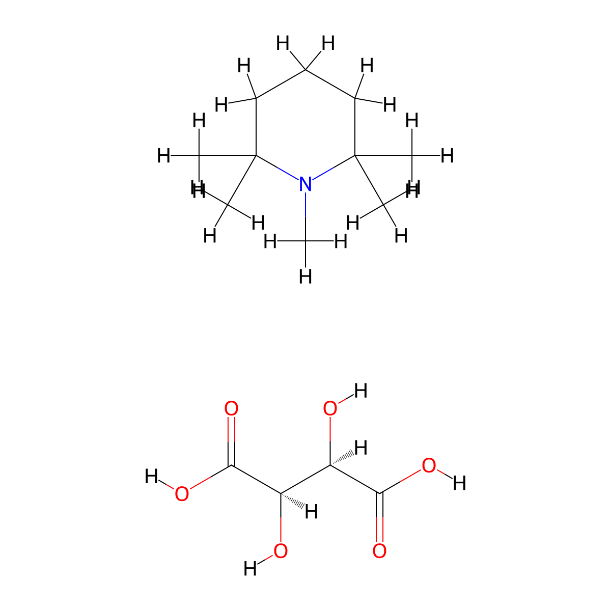 Pempidine hydrogen tartrate molecular structure, CAS 546-48-5