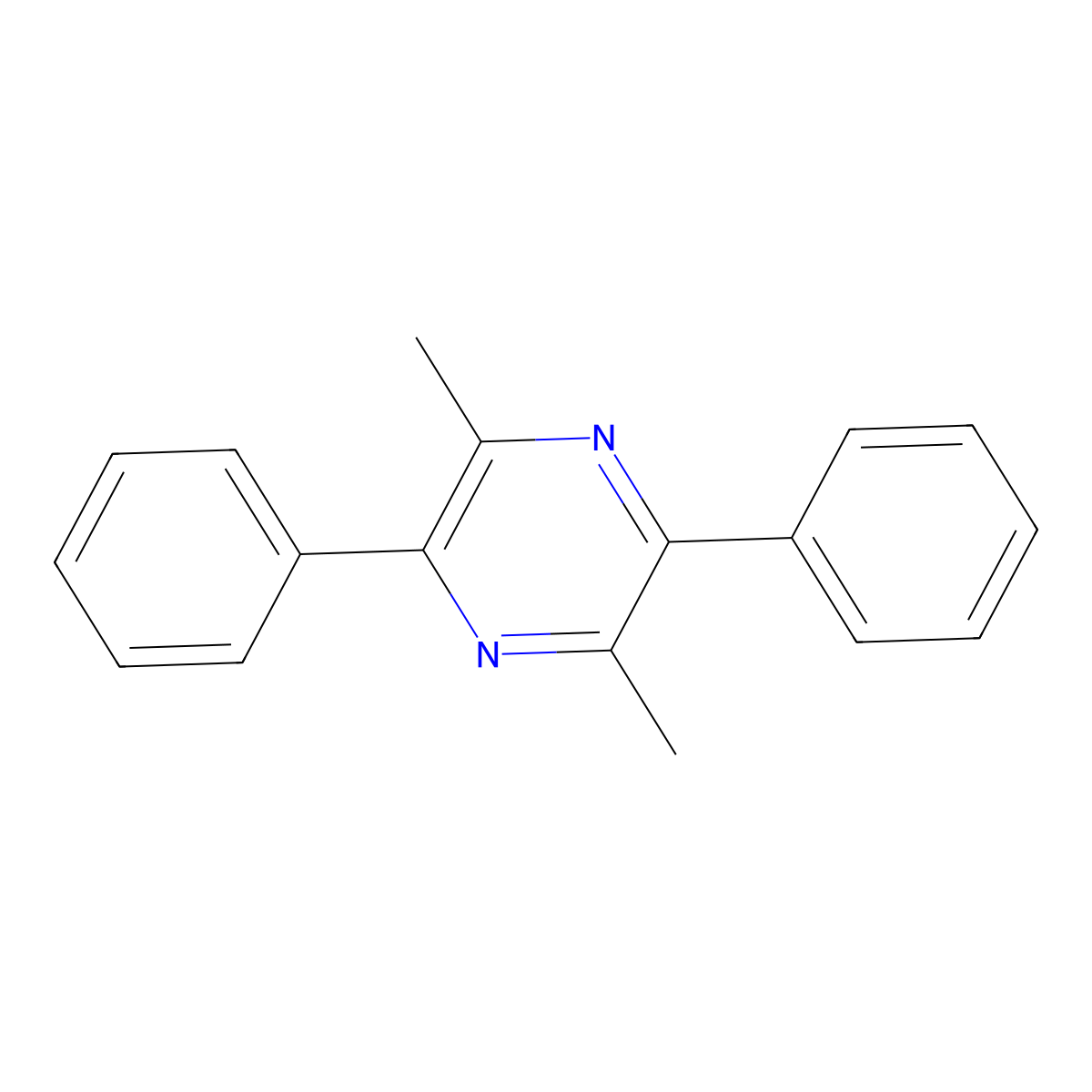 Pyrazine, 2,5-dimethyl-3,6-diphenyl- molecular structure, CAS 54600-85-0