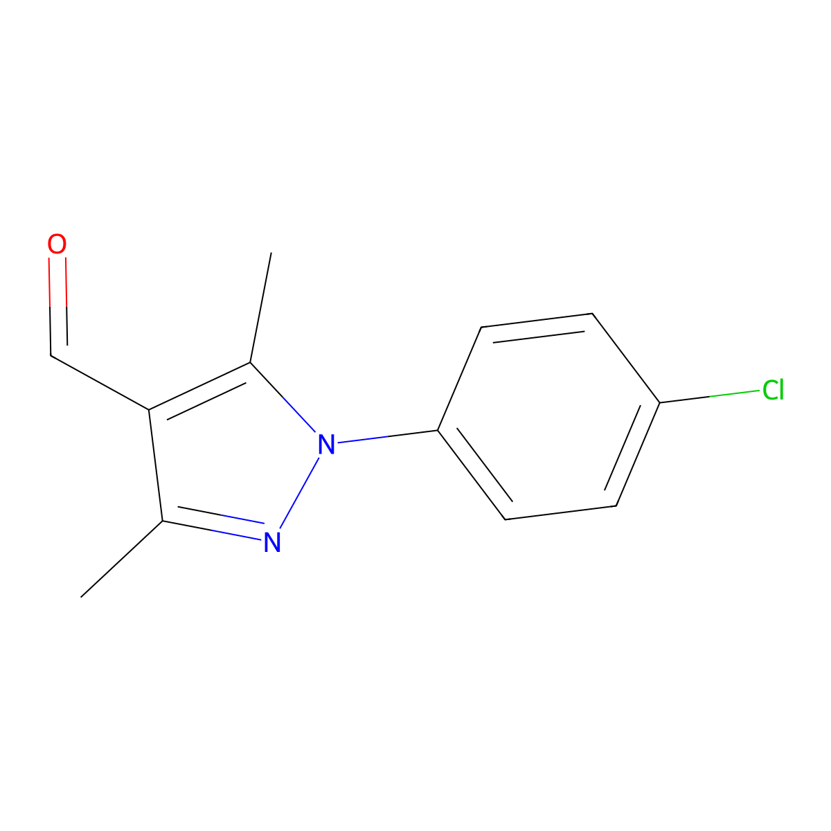 1-(4-chlorophenyl)-3,5-dimethyl-1H-pyrazole-4-carbaldehyde molecular structure, CAS 54605-74-2