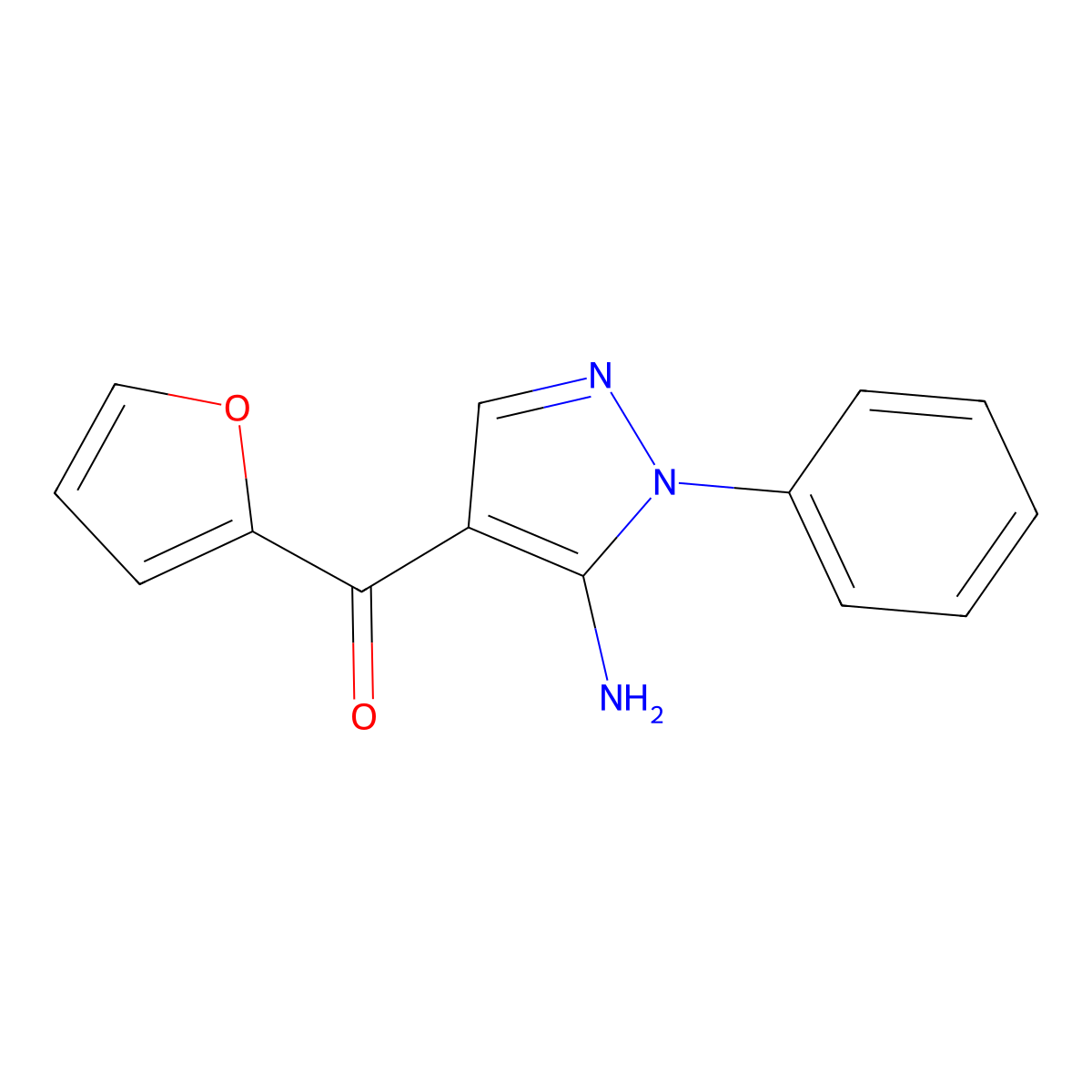 (5-Amino-1-phenyl-1H-pyrazol-4-YL)(2-furyl)methanone molecular structure, CAS 54606-39-2