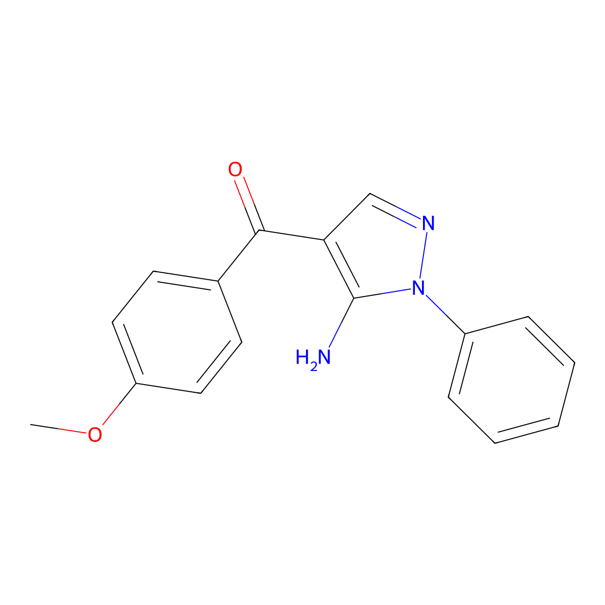 (5-Amino-1-phenyl-1H-pyrazol-4-YL)(4-methoxyphenyl)methanone molecular structure, CAS 54606-40-5