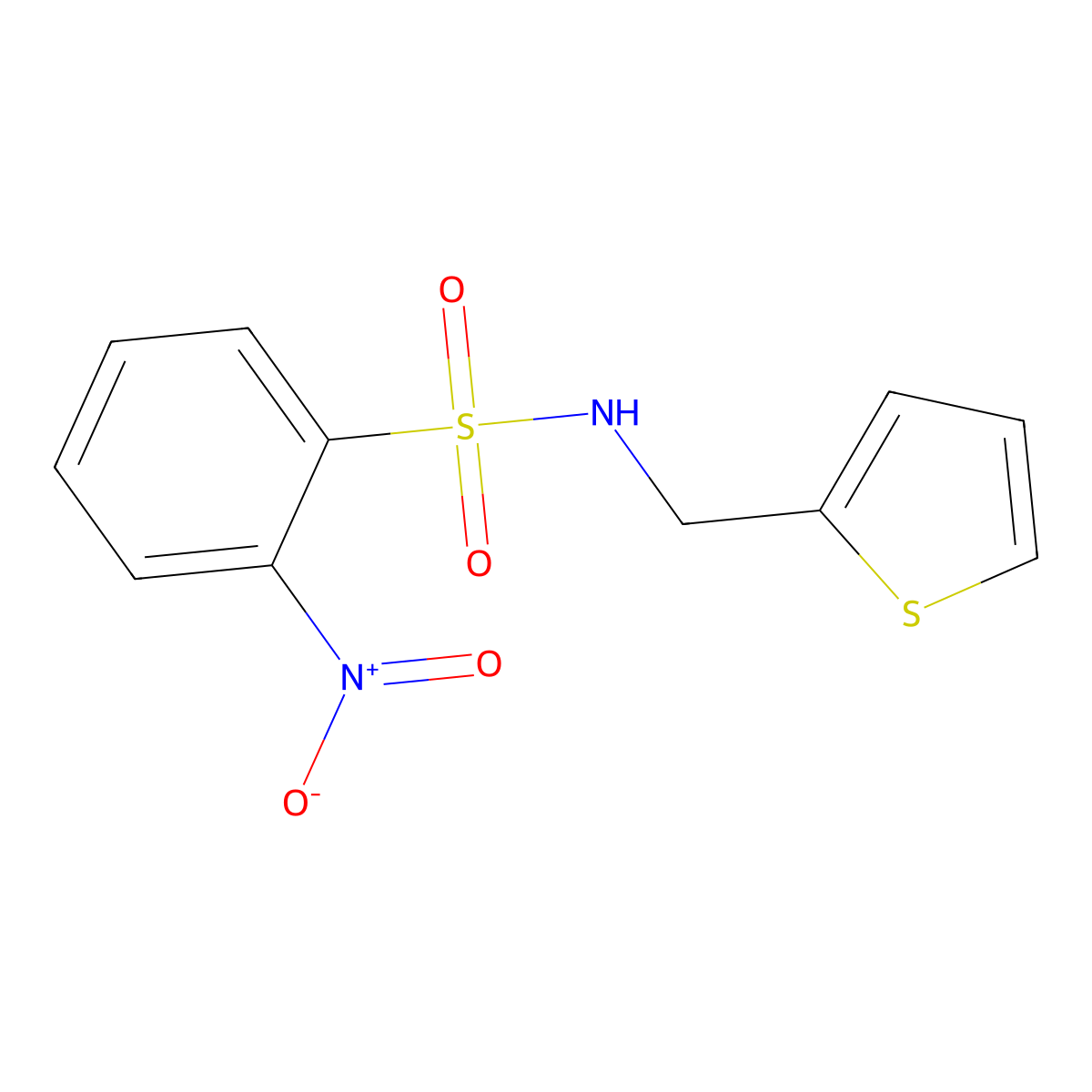 ((2-Nitrophenyl)sulfonyl)(2-thienylmethyl)amine molecular structure, CAS 546062-89-9