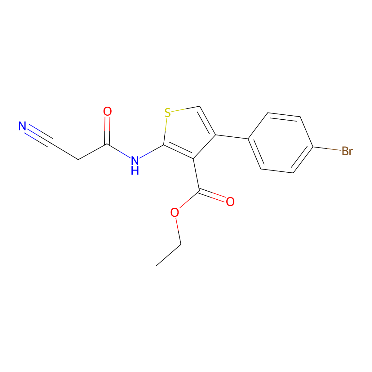 Ethyl 4-(4-bromophenyl)-2-[(cyanoacetyl)amino]thiophene-3-carboxylate molecular structure, CAS 546064-73-7