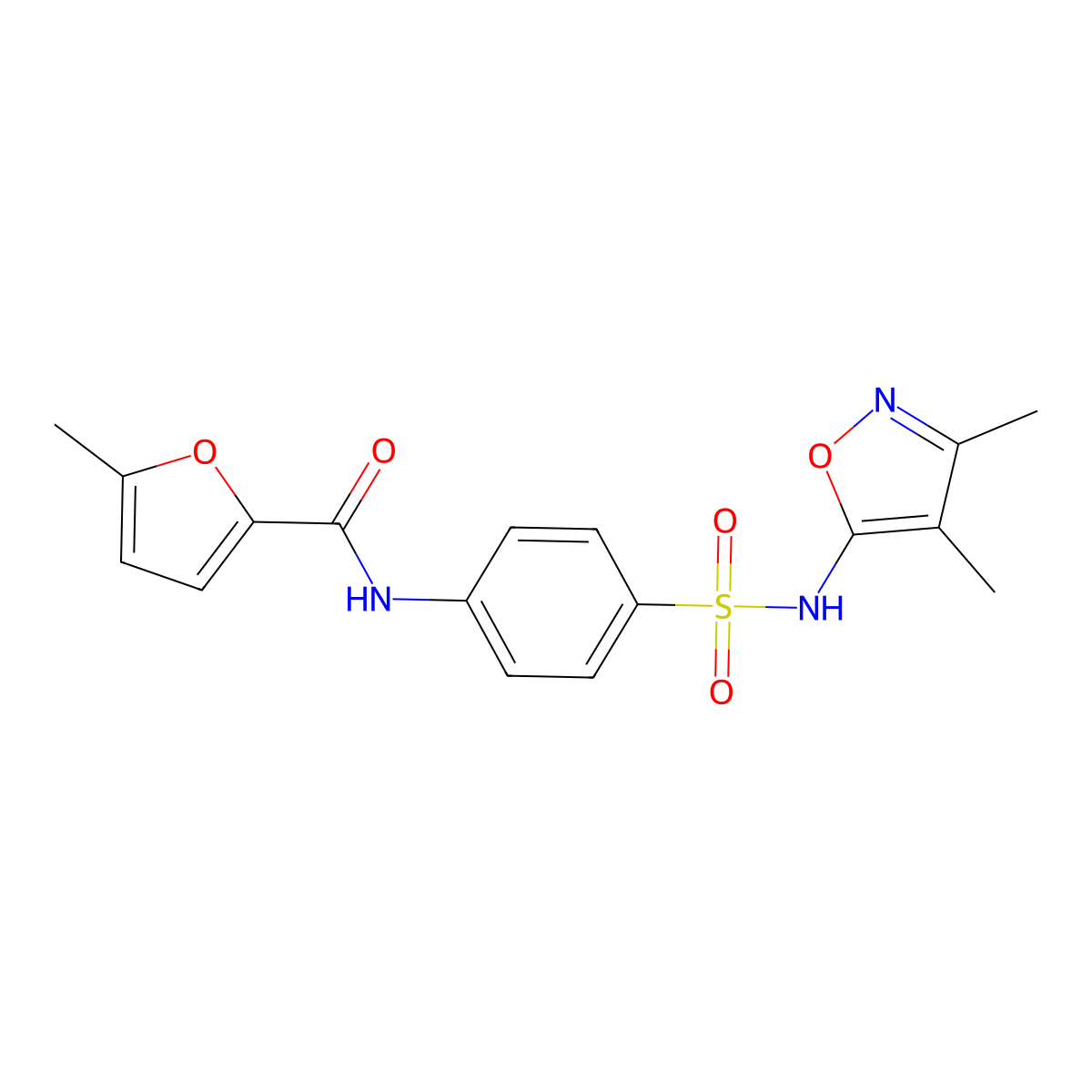 N-[4-[(3,4-dimethyl-1,2-oxazol-5-yl)sulfamoyl]phenyl]-5-methylfuran-2-carboxamide molecular structure, CAS 546064-83-9