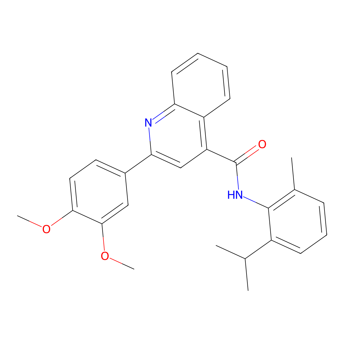 2-(3,4-dimethoxyphenyl)-N-(2-isopropyl-6-methylphenyl)-4-quinolinecarboxamide molecular structure, CAS 546065-48-9