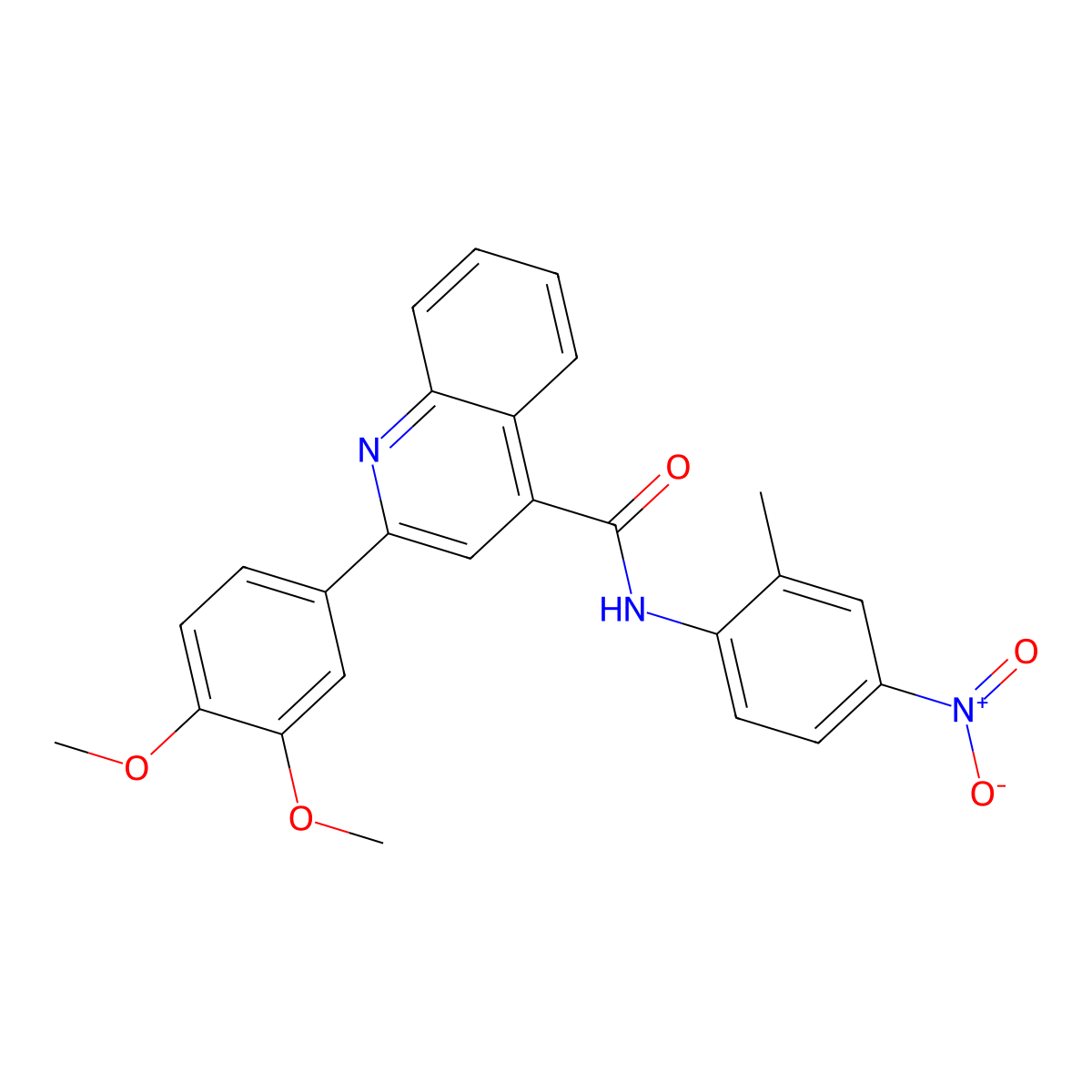 2-(3,4-dimethoxyphenyl)-N-(2-methyl-4-nitrophenyl)quinoline-4-carboxamide molecular structure, CAS 546065-51-4