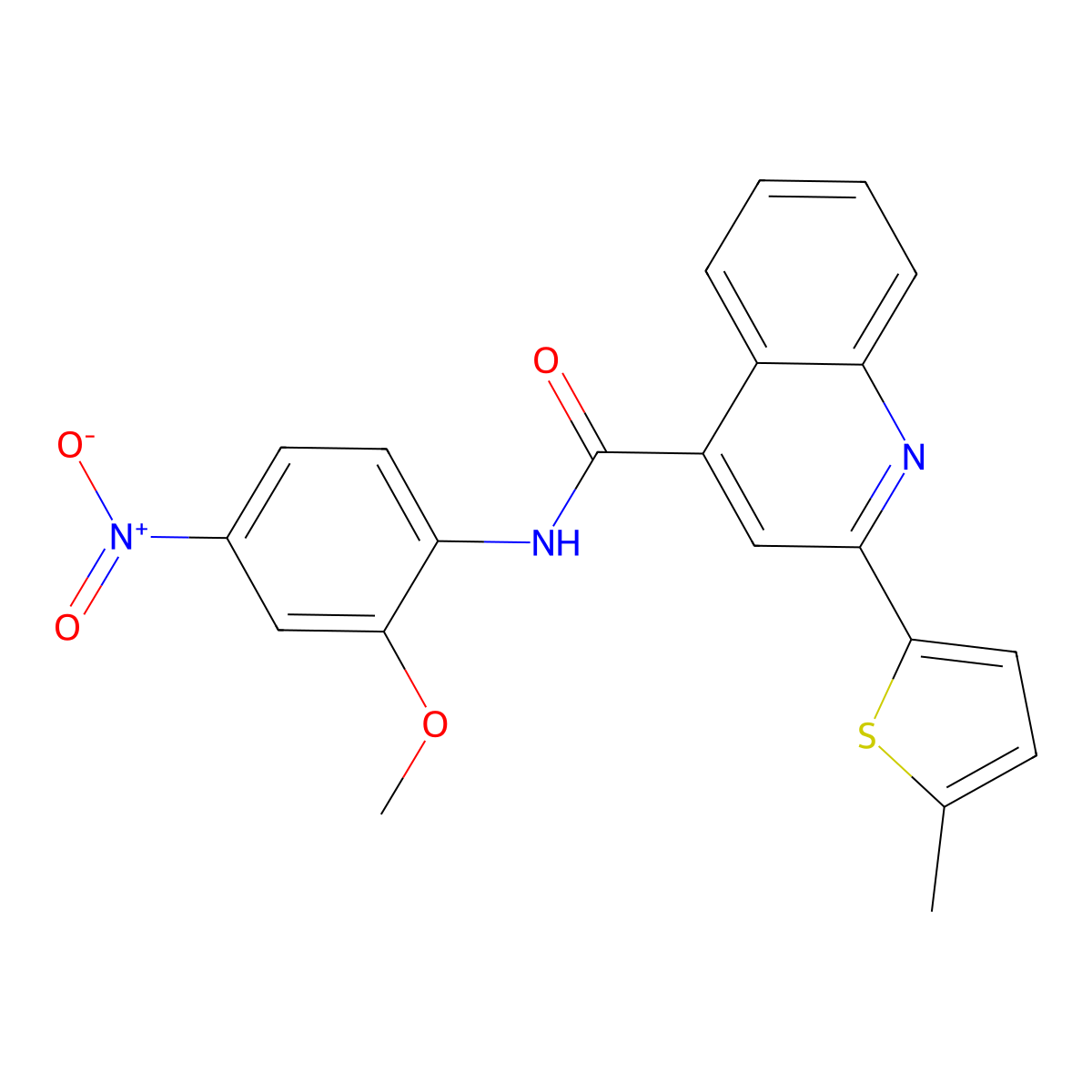 N-(2-methoxy-4-nitrophenyl)-2-(5-methylthiophen-2-yl)quinoline-4-carboxamide molecular structure, CAS 546066-29-9