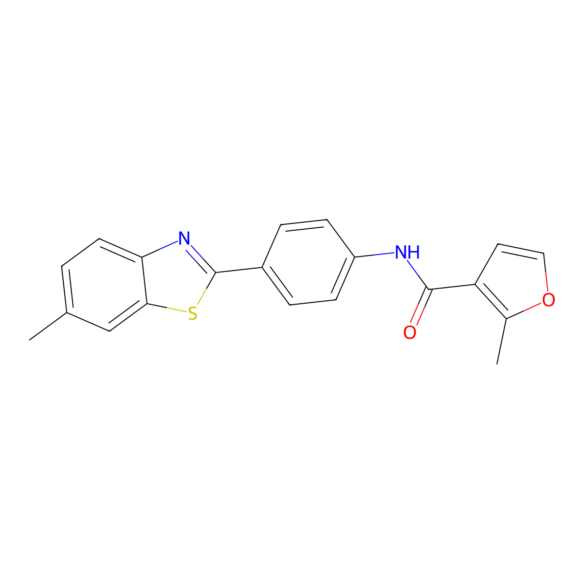 2-methyl-N-[4-(6-methyl-1,3-benzothiazol-2-yl)phenyl]furan-3-carboxamide molecular structure, CAS 546066-68-6