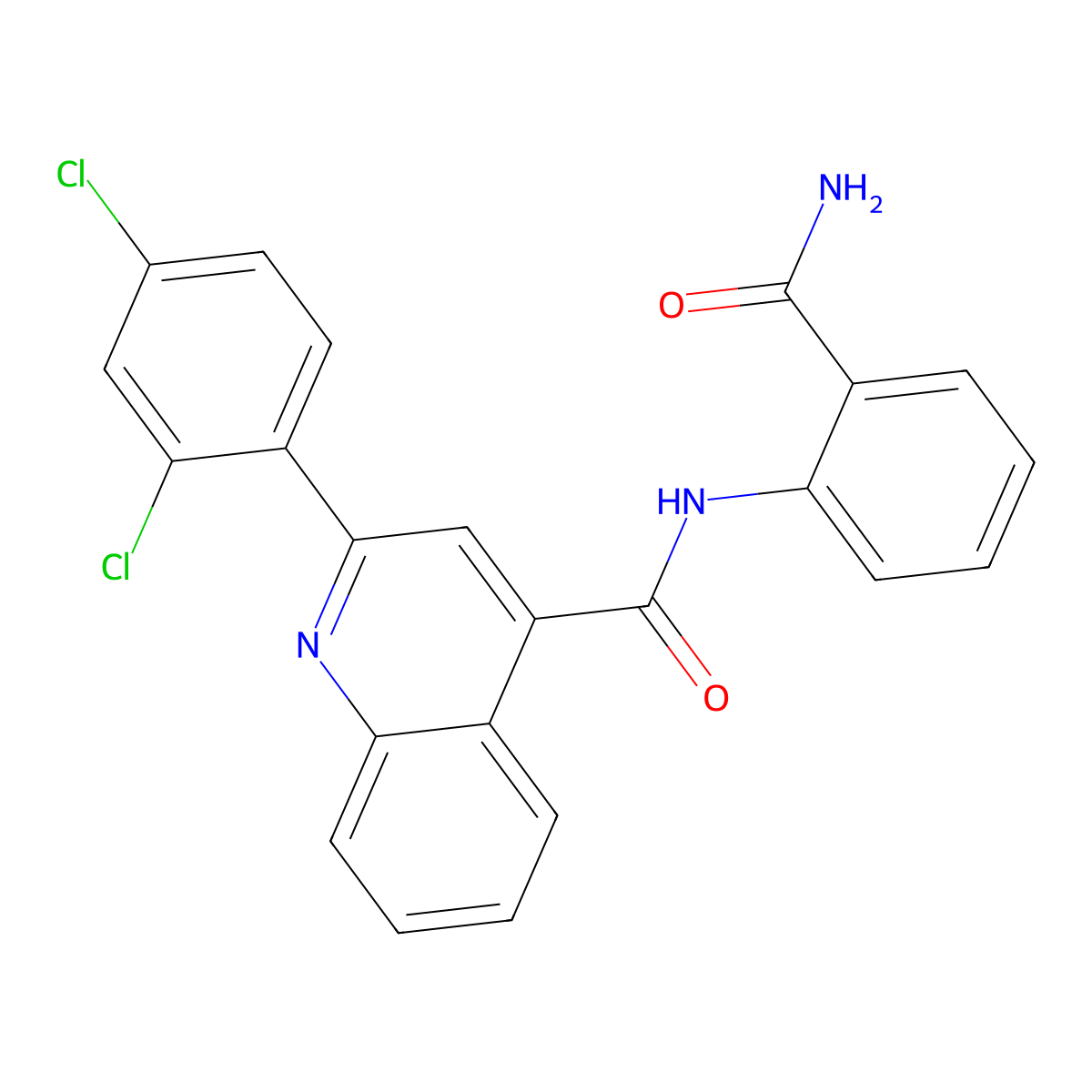 N-(2-carbamoylphenyl)-2-(2,4-dichlorophenyl)quinoline-4-carboxamide molecular structure, CAS 546067-17-8