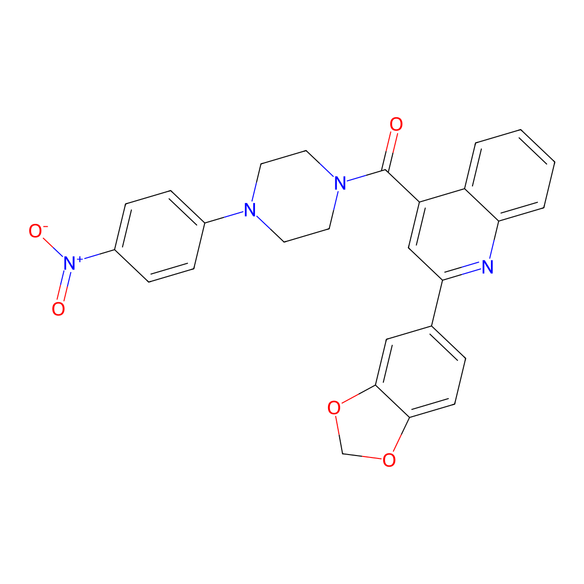 [2-(1,3-Benzodioxol-5-yl)quinolin-4-yl]-[4-(4-nitrophenyl)piperazin-1-yl]methanone molecular structure, CAS 546067-51-0