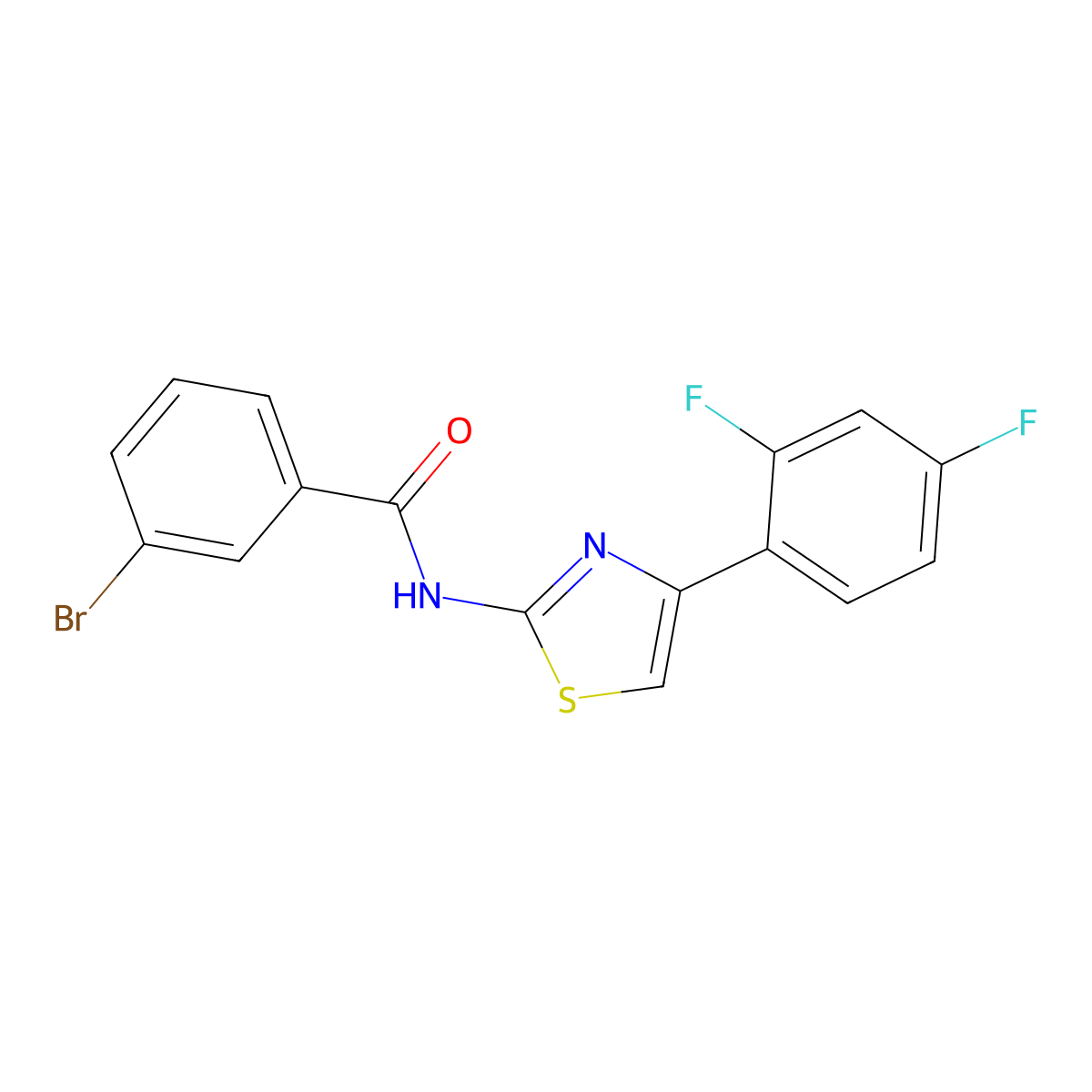 3-bromo-N-[4-(2,4-difluorophenyl)-1,3-thiazol-2-yl]benzamide molecular structure, CAS 546067-89-4