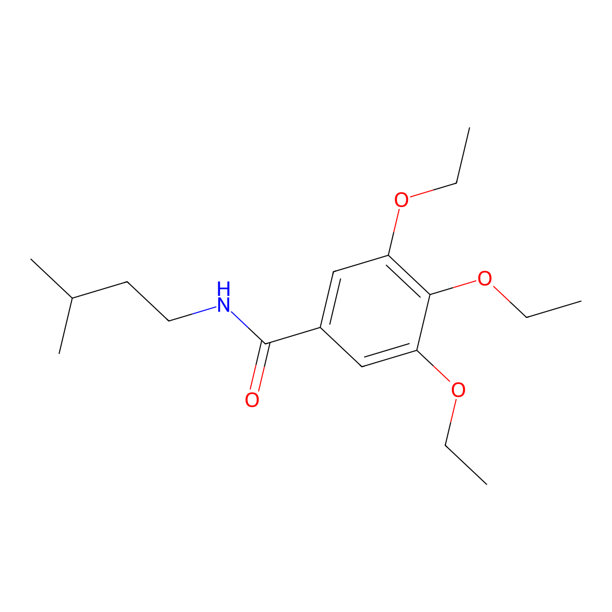 3,4,5-triethoxy-N-(3-methylbutyl)benzamide molecular structure, CAS 546068-22-8
