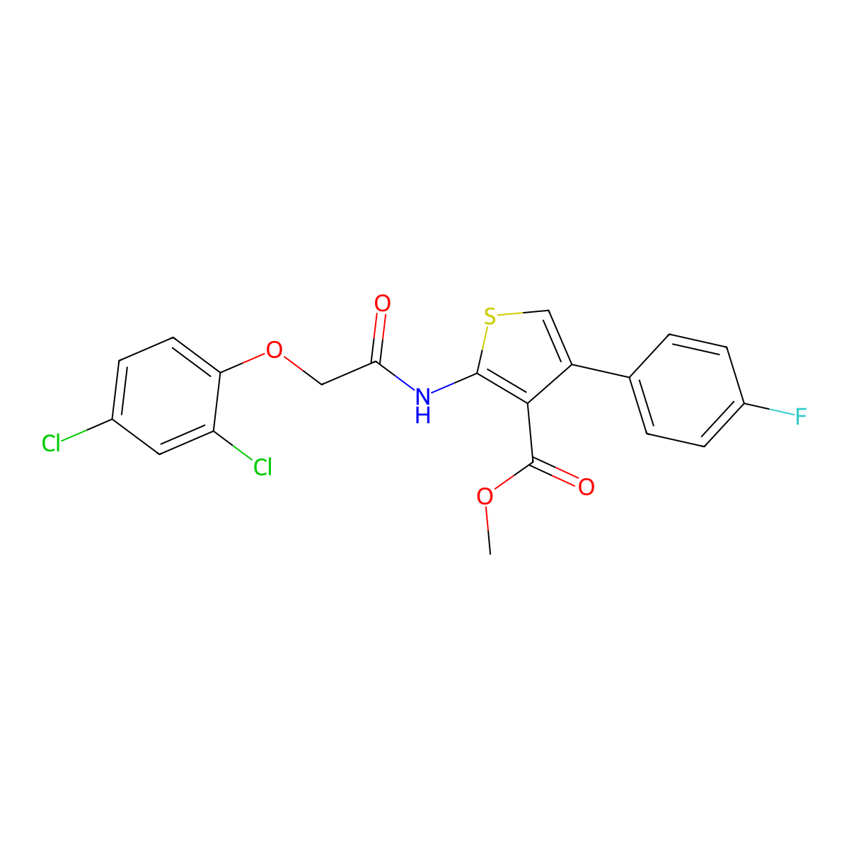 Methyl 2-{[(2,4-dichlorophenoxy)acetyl]amino}-4-(4-fluorophenyl)-3-thiophenecarboxylate molecular structure, CAS 546068-69-3