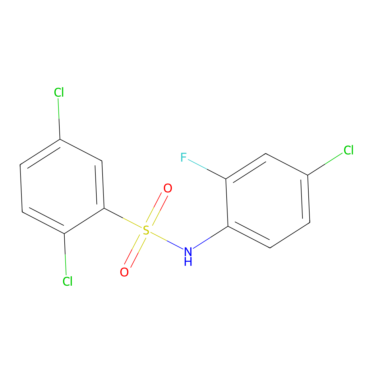 2,5-dichloro-N-(4-chloro-2-fluorophenyl)benzene-1-sulfonamide molecular structure, CAS 546069-45-8