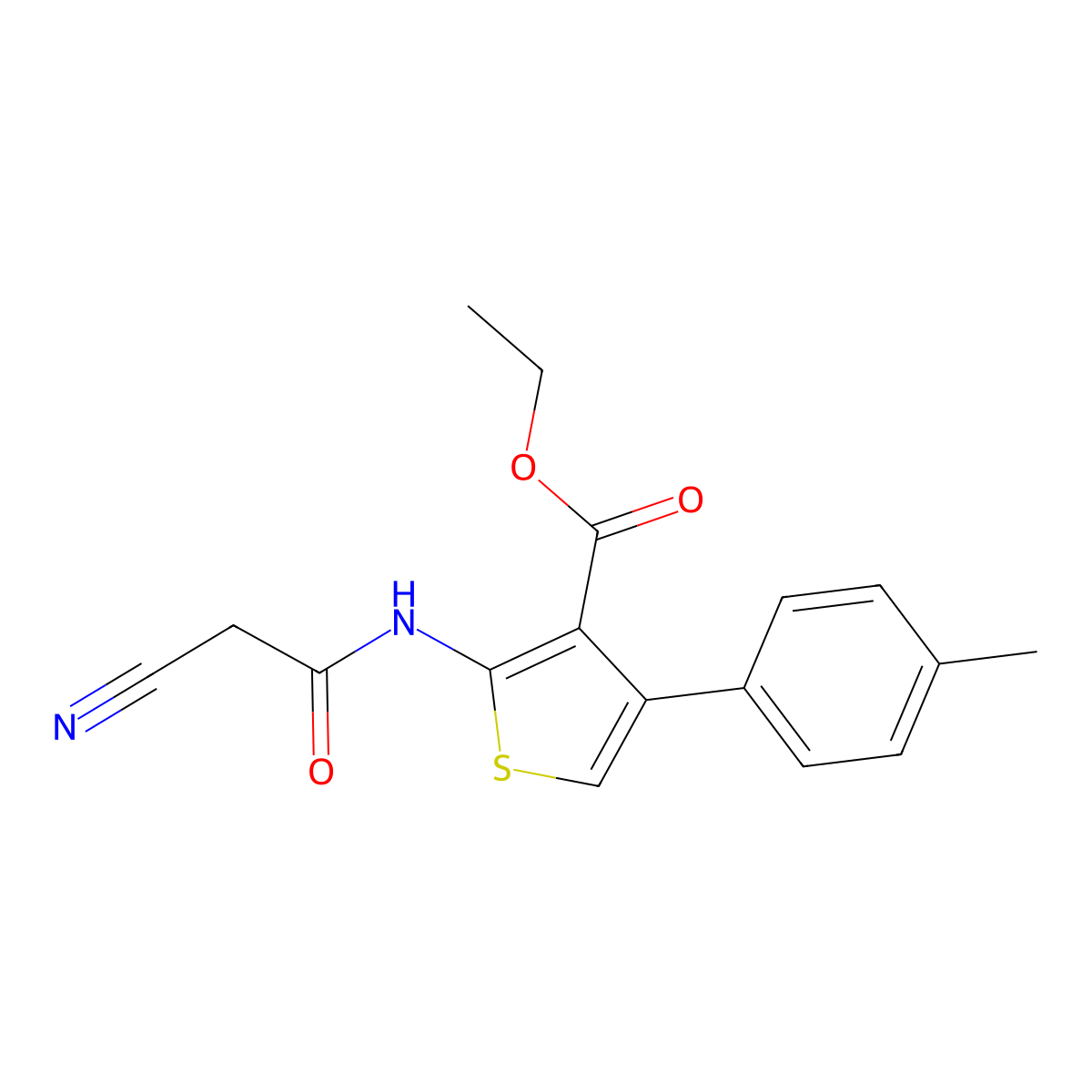 Ethyl 2-(2-cyanoacetamido)-4-(4-methylphenyl)thiophene-3-carboxylate molecular structure, CAS 546071-64-1