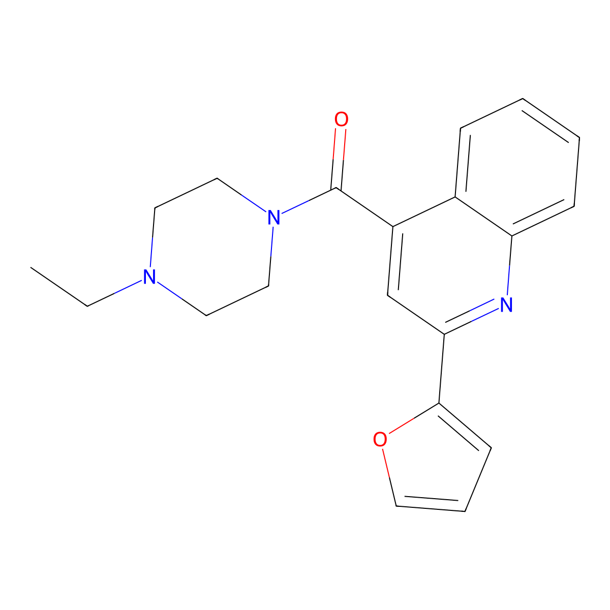 (4-Ethylpiperazin-1-yl)-[2-(furan-2-yl)quinolin-4-yl]methanone molecular structure, CAS 546073-40-9