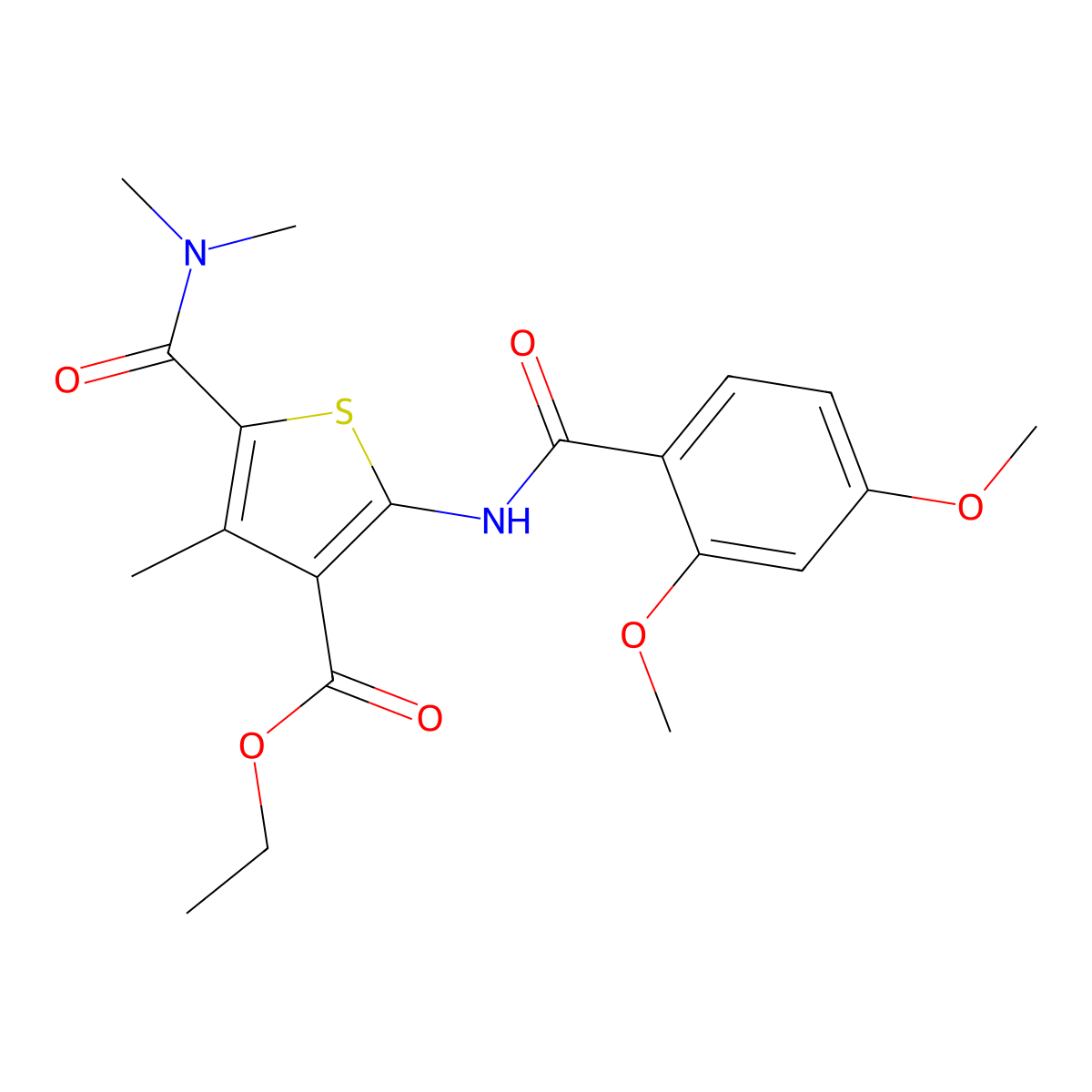 Ethyl 2-[(2,4-dimethoxybenzoyl)amino]-5-(dimethylcarbamoyl)-4-methylthiophene-3-carboxylate molecular structure, CAS 546073-74-9