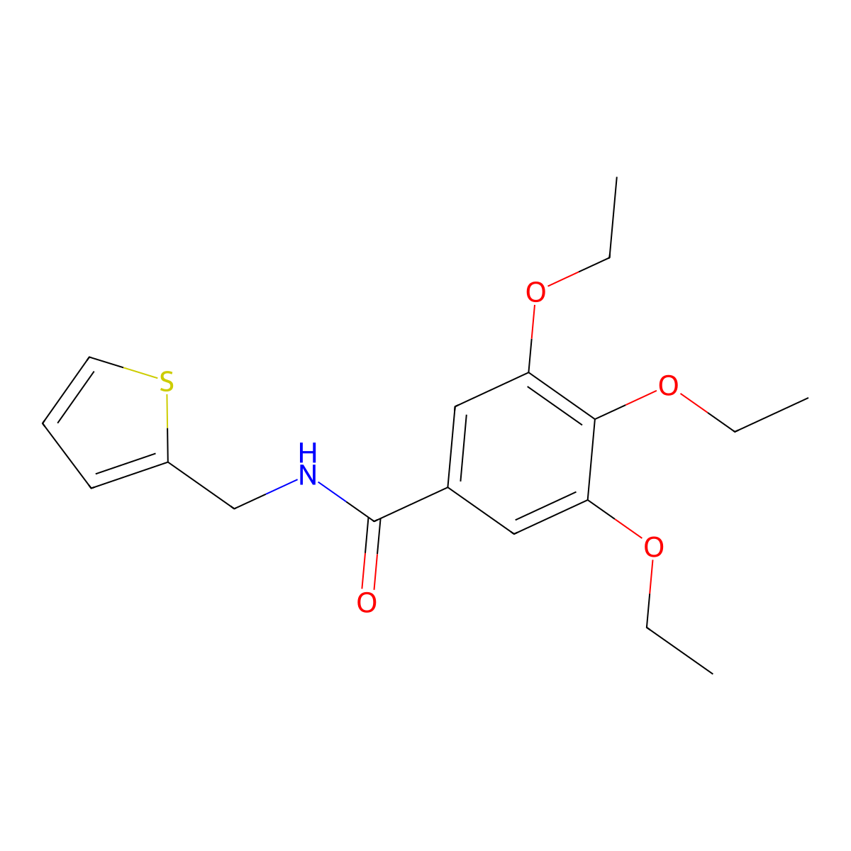3,4,5-triethoxy-N-(2-thienylmethyl)benzamide molecular structure, CAS 546075-33-6
