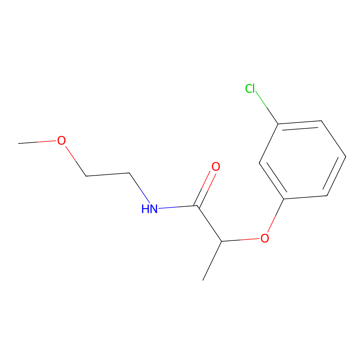 2-(3-chlorophenoxy)-N-(2-methoxyethyl)propanamide molecular structure, CAS 546076-16-8