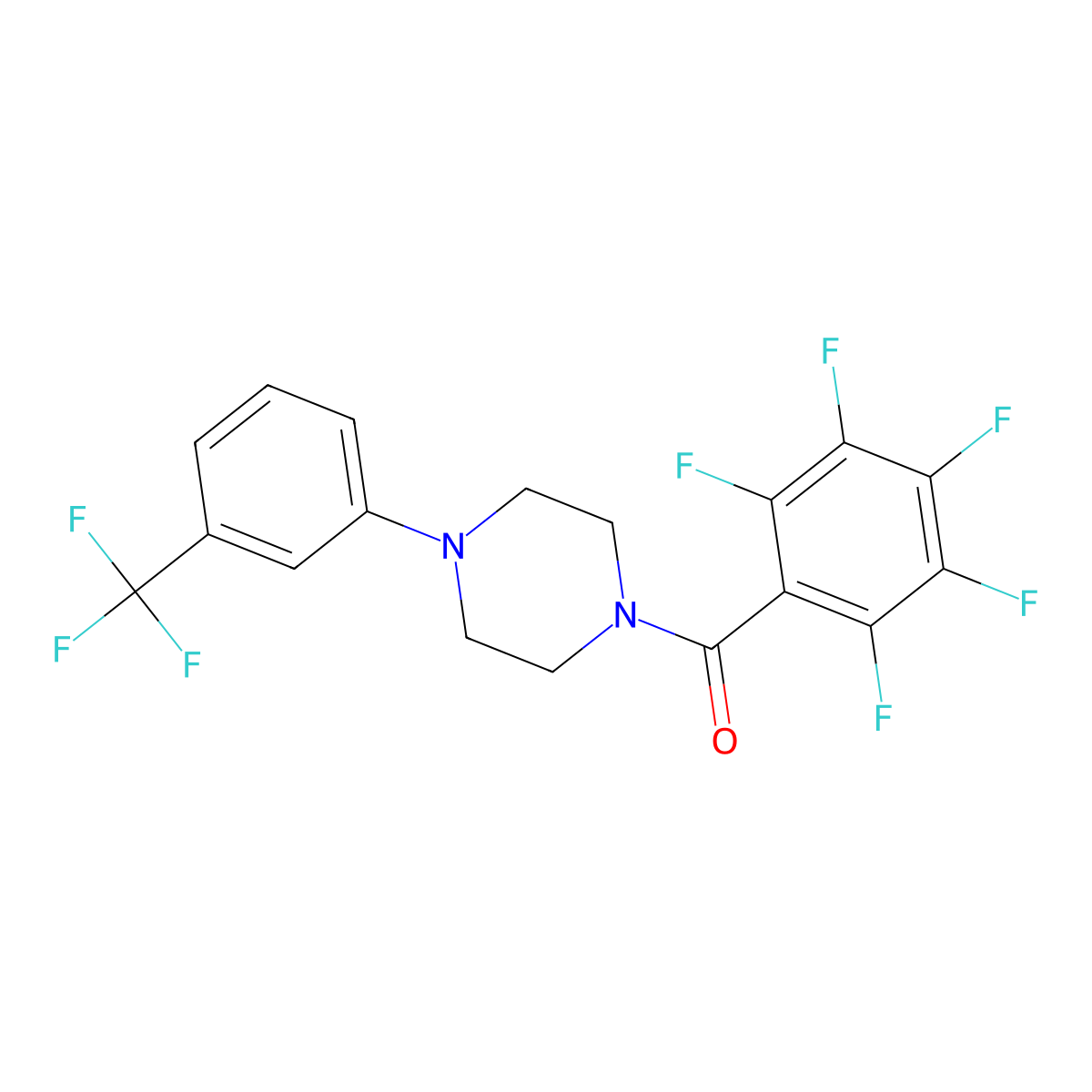 (2,3,4,5,6-Pentafluorophenyl)-[4-[3-(trifluoromethyl)phenyl]piperazin-1-yl]methanone molecular structure, CAS 546079-35-0