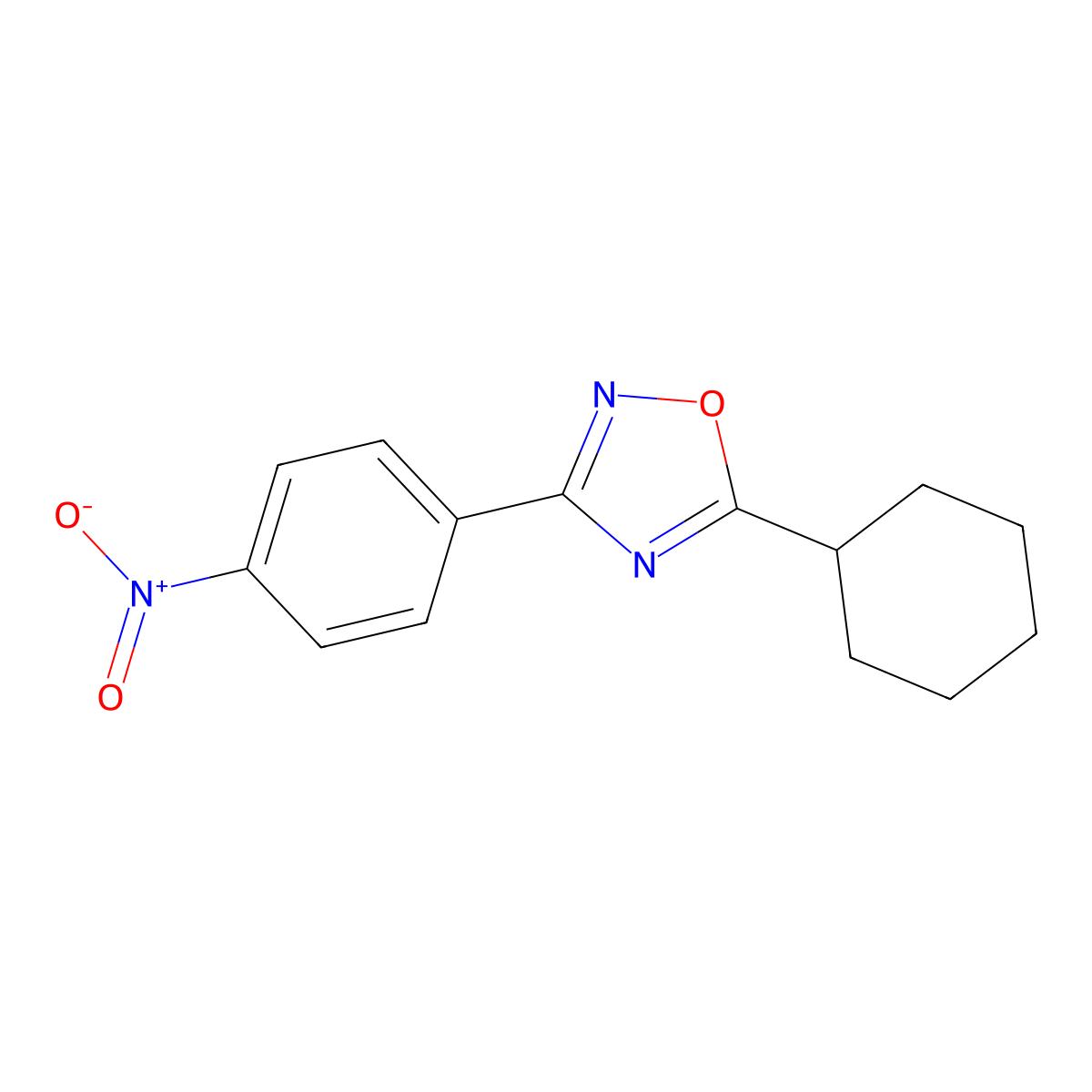 5-Cyclohexyl-3-(4-nitrophenyl)-1,2,4-oxadiazole molecular structure, CAS 54608-93-4