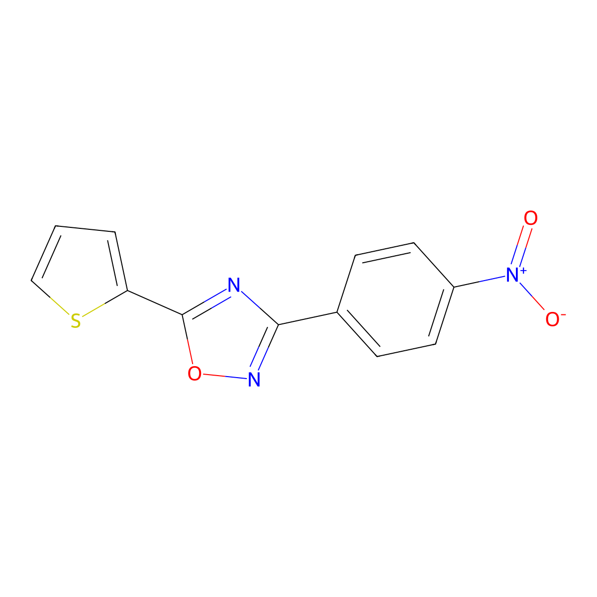 3-(4-Nitrophenyl)-5-(thiophen-2-yl)-1,2,4-oxadiazole molecular structure, CAS 54608-96-7