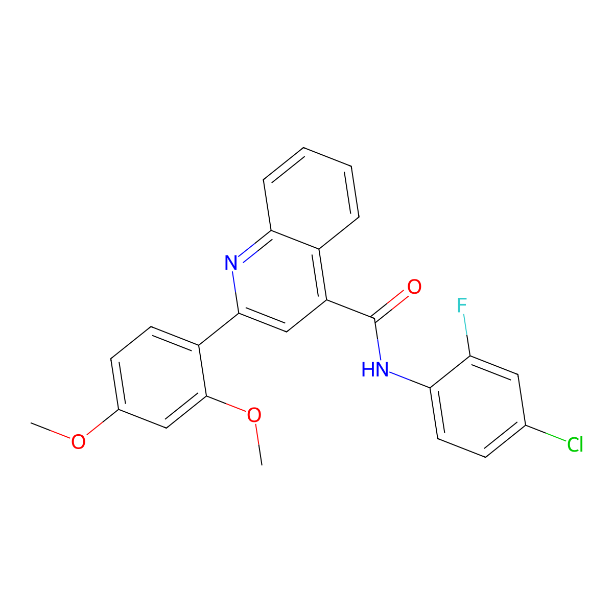 N-(4-chloro-2-fluorophenyl)-2-(2,4-dimethoxyphenyl)quinoline-4-carboxamide molecular structure, CAS 546080-97-1