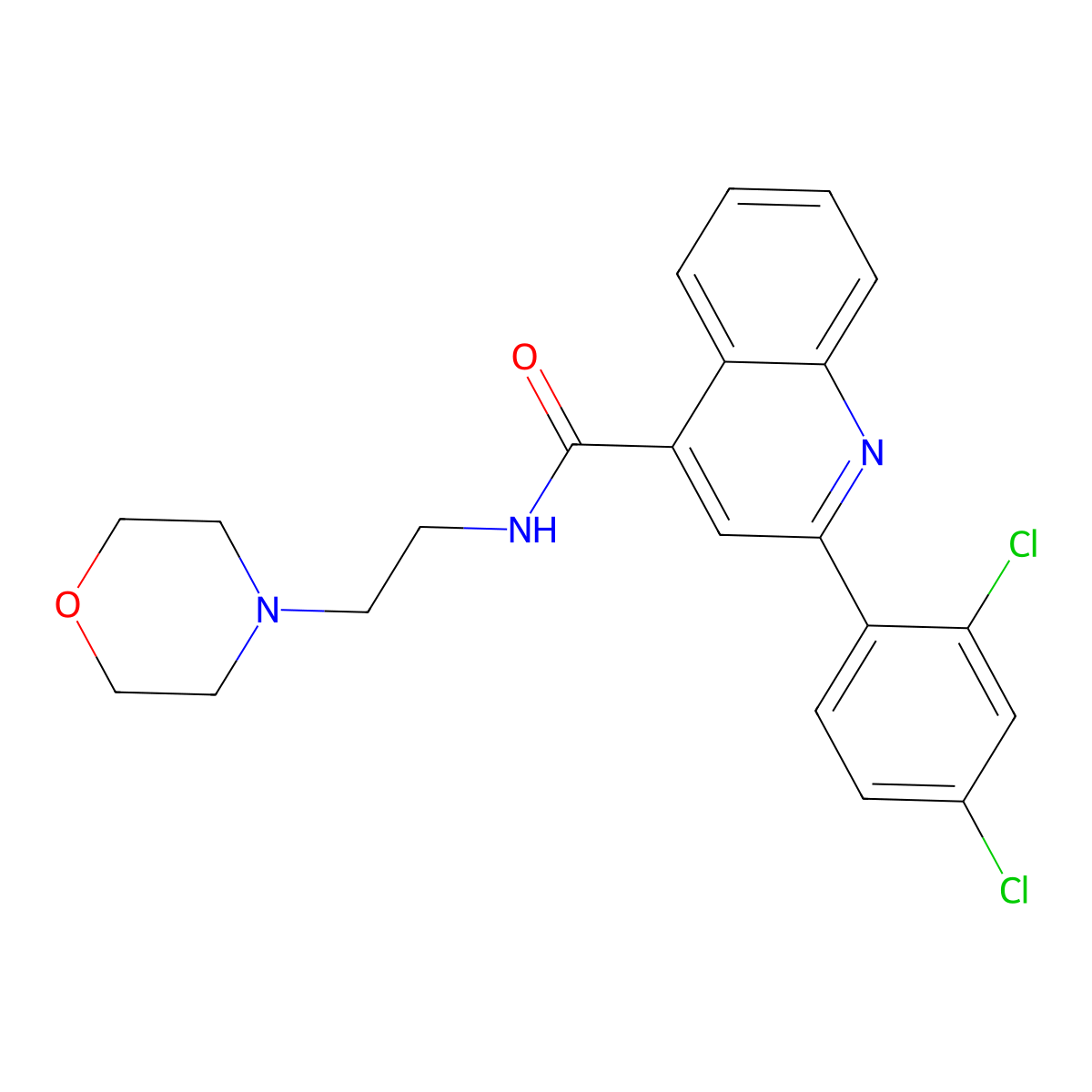 2-(2,4-dichlorophenyl)-N-(2-morpholin-4-ylethyl)quinoline-4-carboxamide molecular structure, CAS 546082-20-6
