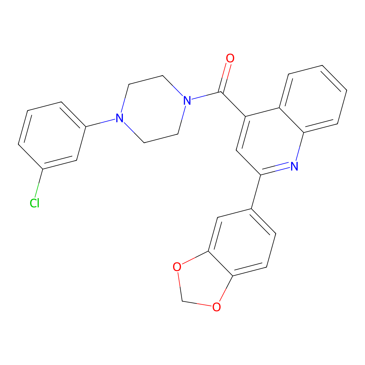 [2-(1,3-Benzodioxol-5-yl)quinolin-4-yl]-[4-(3-chlorophenyl)piperazin-1-yl]methanone molecular structure, CAS 546082-48-8