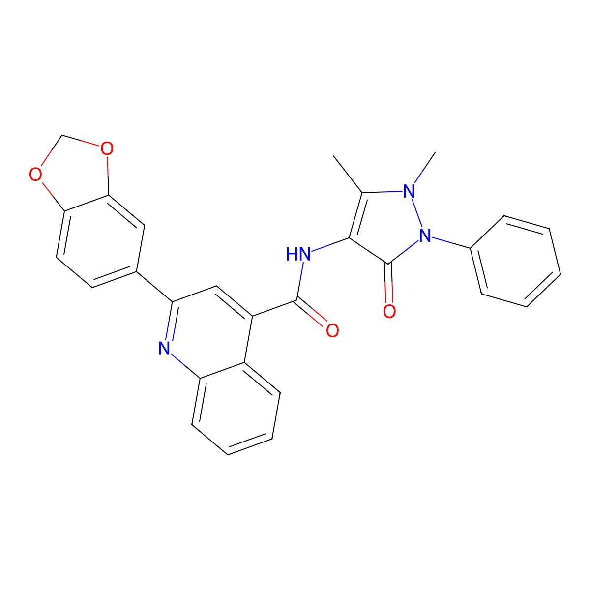 2-(1,3-benzodioxol-5-yl)-N-(1,5-dimethyl-3-oxo-2-phenylpyrazol-4-yl)quinoline-4-carboxamide molecular structure, CAS 546082-50-2