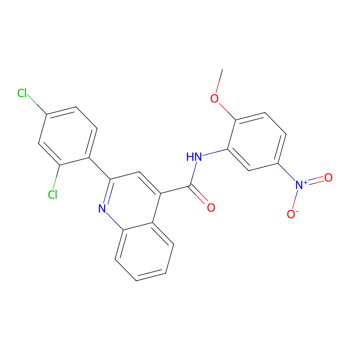 2-(2,4-dichlorophenyl)-N-(2-methoxy-5-nitrophenyl)quinoline-4-carboxamide molecular structure, CAS 546082-55-7